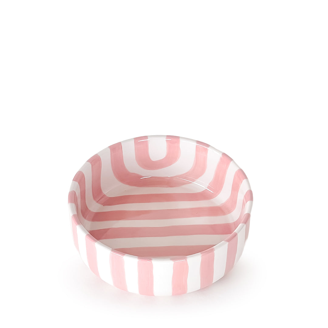 Stilvolle gestreifte Design-Schüssel - Rosa-Weiß