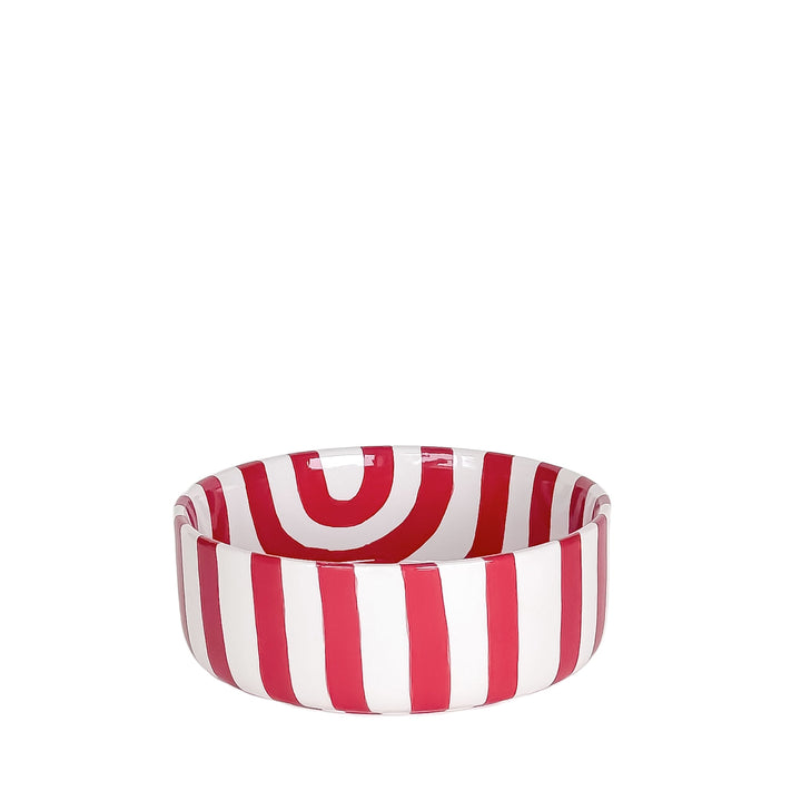 Stilvolle gestreifte Design-Schüssel - Rot-Weiß