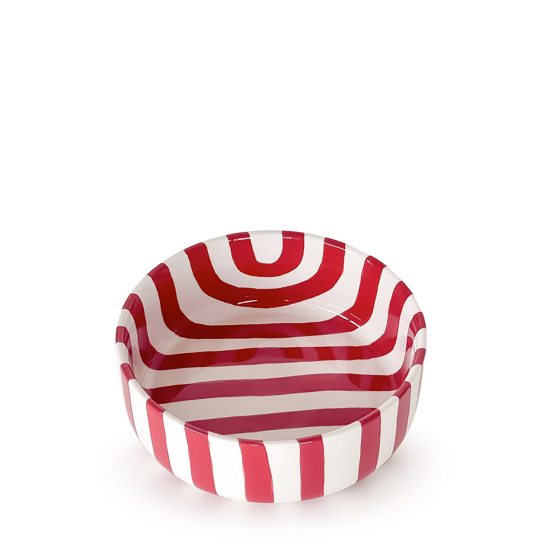 Stilvolle gestreifte Design-Schüssel - Rot-Weiß