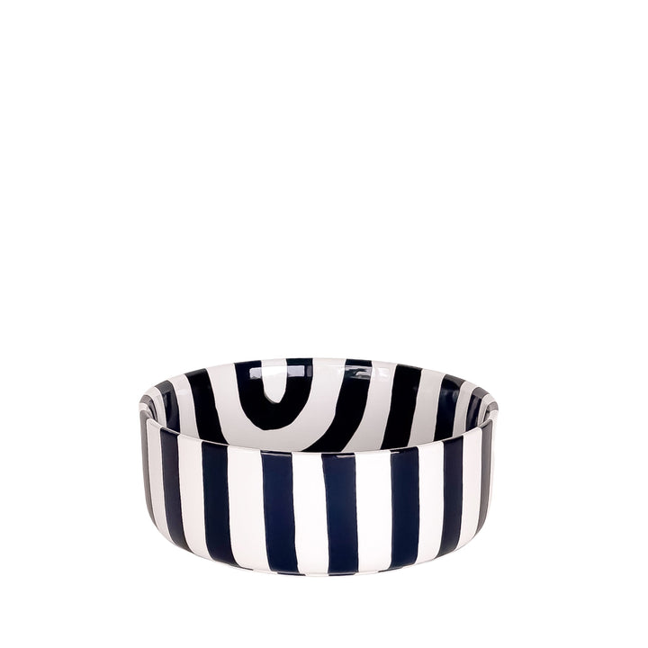 Stilvolle gestreifte Design-Schüssel - Schwarz-Weiß