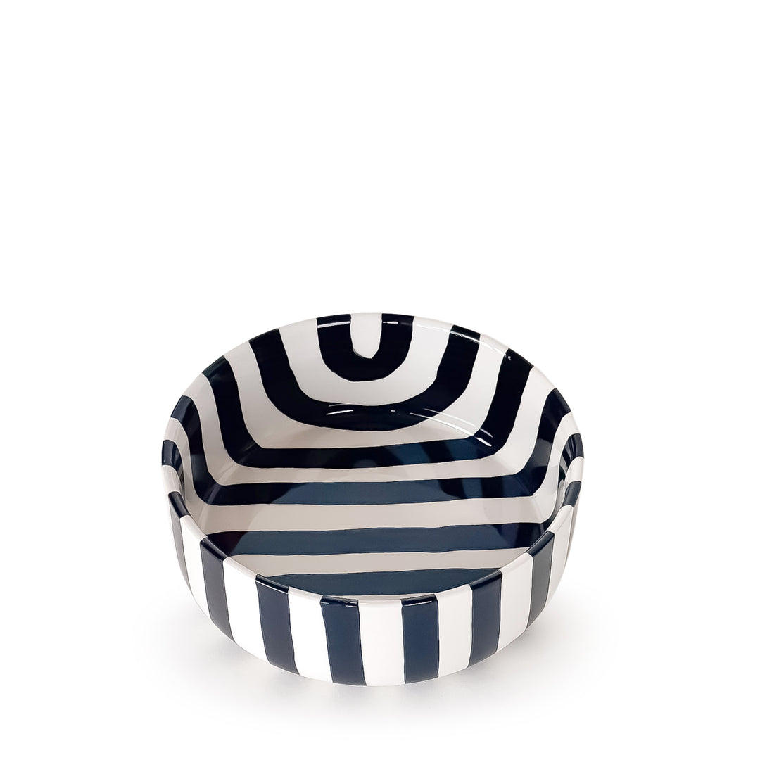 Stilvolle gestreifte Design-Schüssel - Schwarz-Weiß