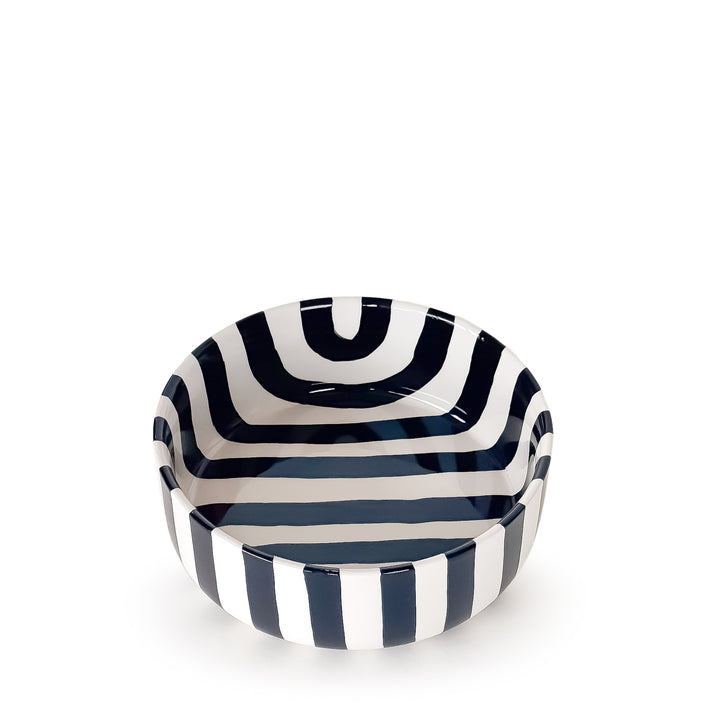 Stilvolle gestreifte Design-Schüssel - Schwarz-Weiß