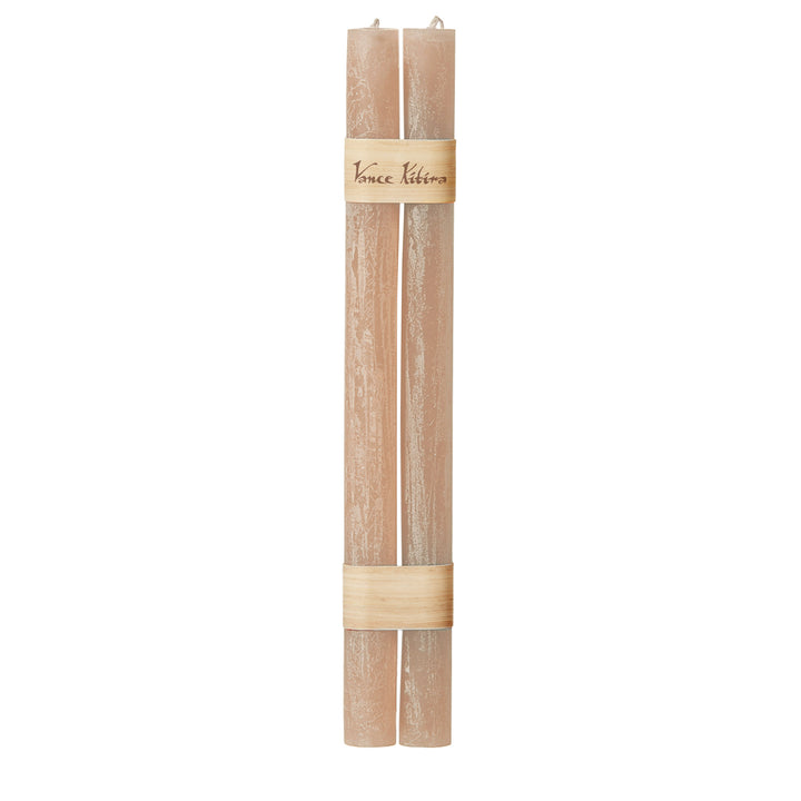 Stabkerzenpaar von Vance Kitira in champagnerfarbenem Ton, elegante Struktur, 31 cm hoch