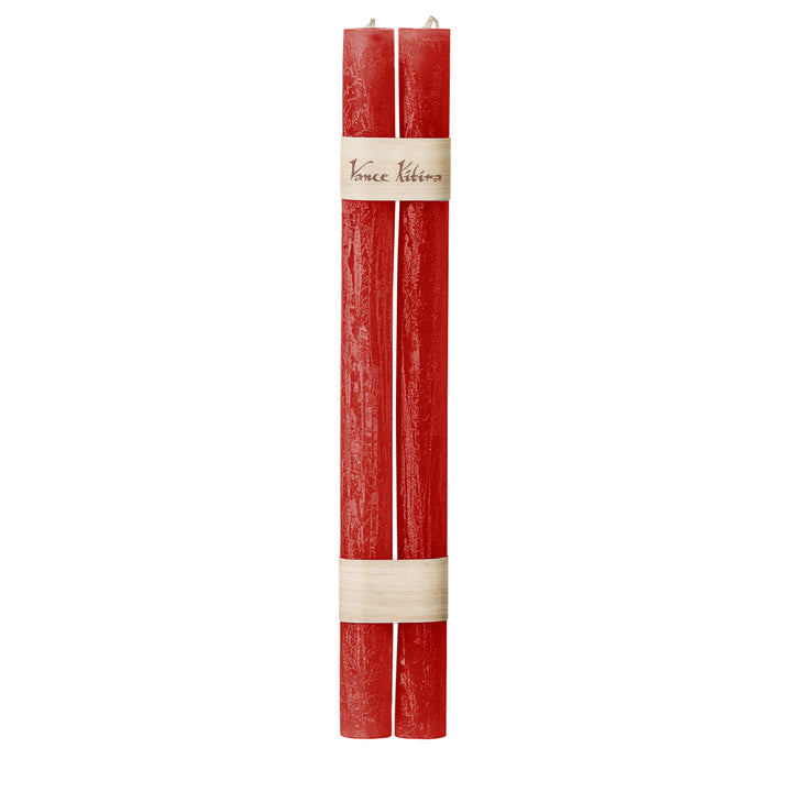Stabkerzenpaar von Vance Kitira in tiefem Cranberry-Rot, strukturierte Oberfläche, 31 cm hoch