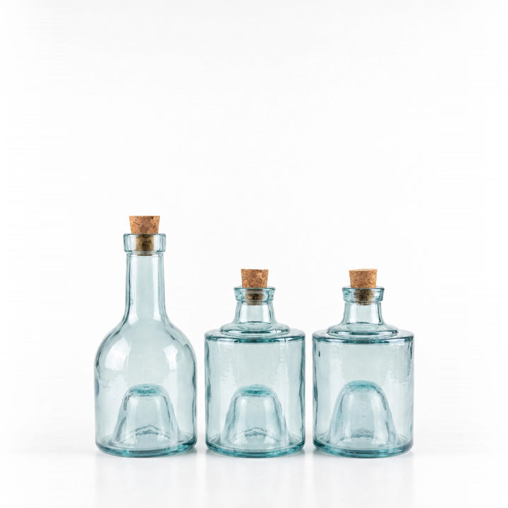 3 stapelbare Glasflasche mit Korkenverschluss - in 2 Farben erhältlich