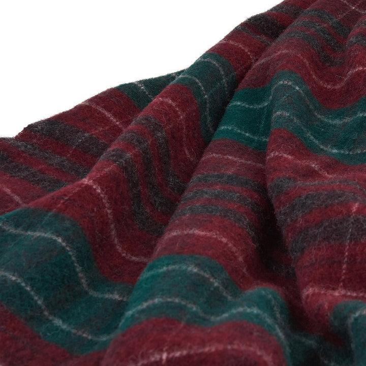 Wolldecke Tartan Rot Grün aus 100% Neuseeland-Wolle | 140 x 200 cm mit Fransen