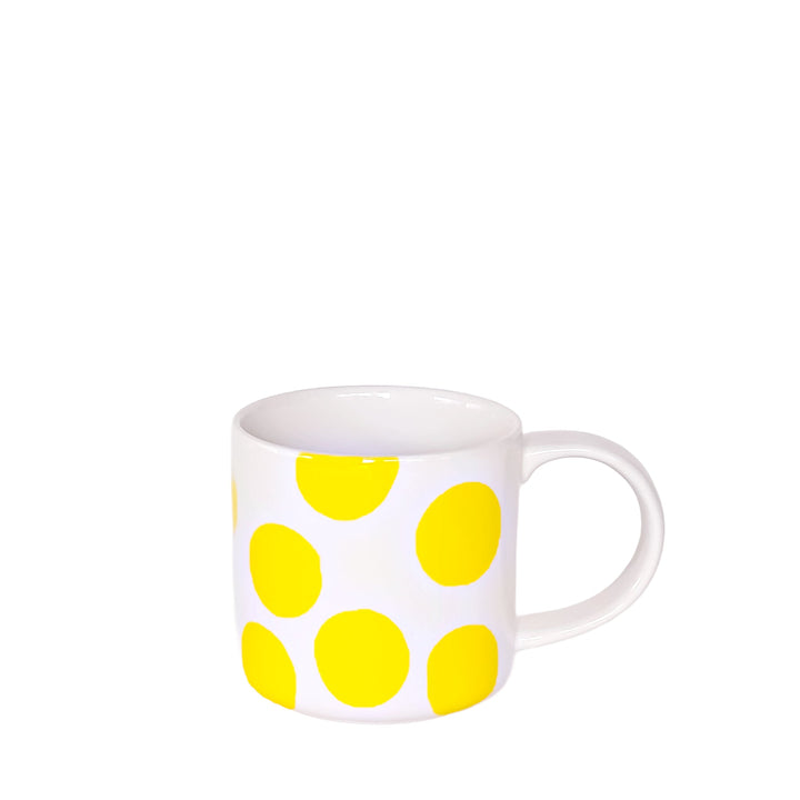 Stilvolle Tasse mit großen Punkten - Gelb-Weiß
