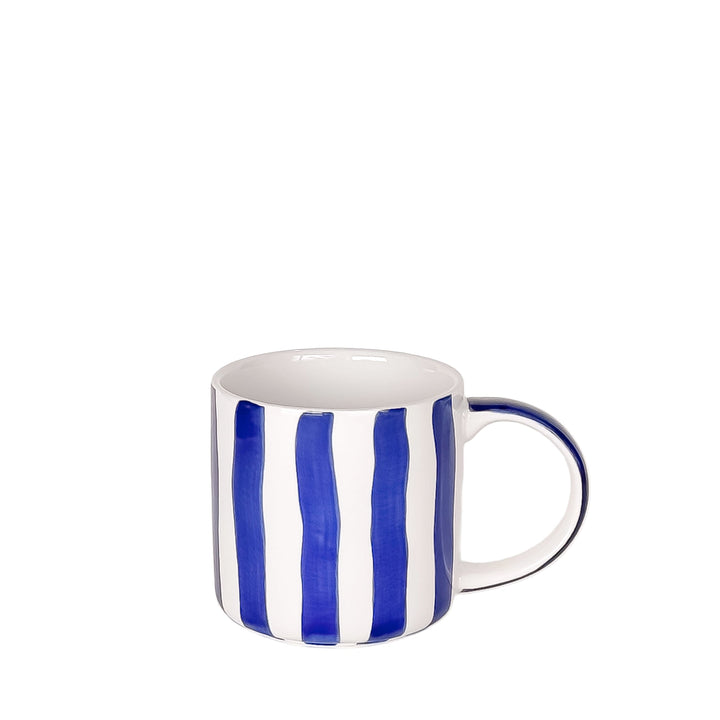 Stilvolle Tasse mit vertikalen Streifen - Blau-Weiß
