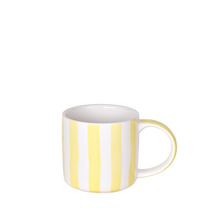 Stilvolle Tasse mit vertikalen Streifen - Gelb-Weiß