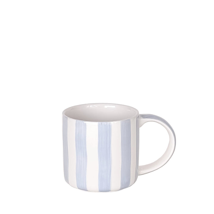 Stilvolle Tasse mit vertikalen Streifen - Hellblau-Weiß