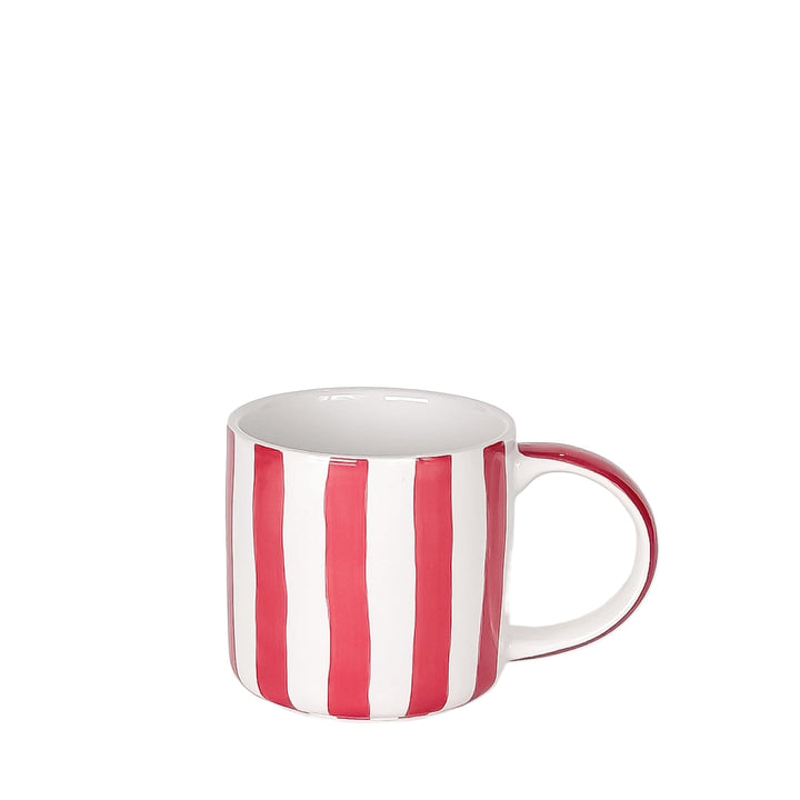 Stilvolle Tasse mit vertikalen Streifen - Rot-Weiß