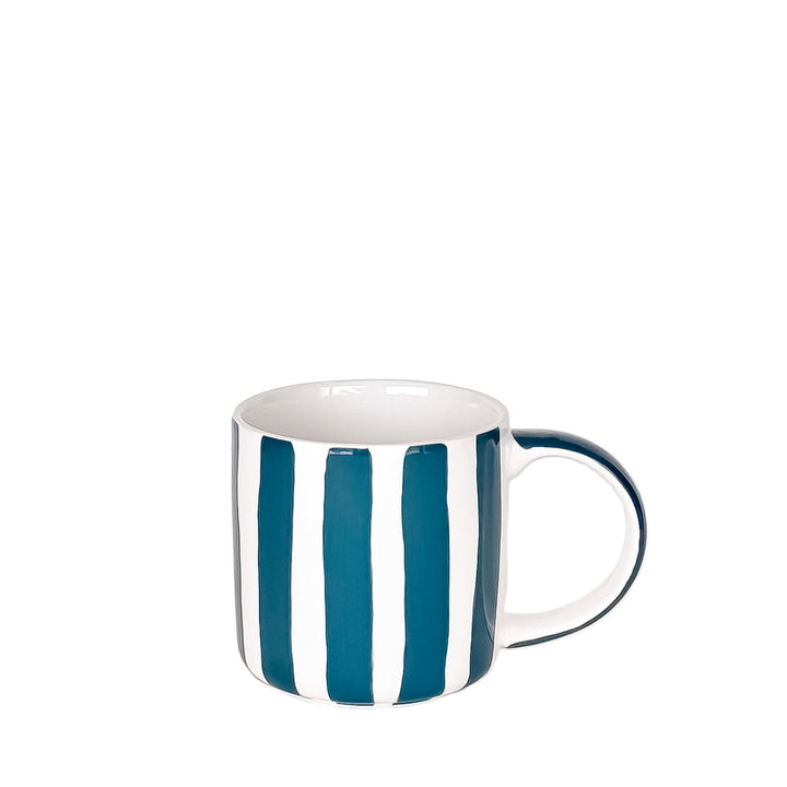 Stilvolle Tasse mit vertikalen Streifen - Türkis-Weiß
