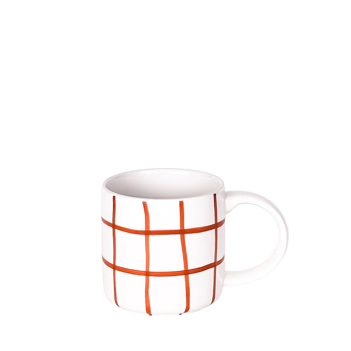 Stilvolle Tasse mit elegantem Gittermuster - Rot-Weiß