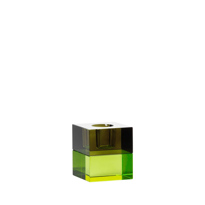 Teelichthalter Cube Acryl gelb-grün