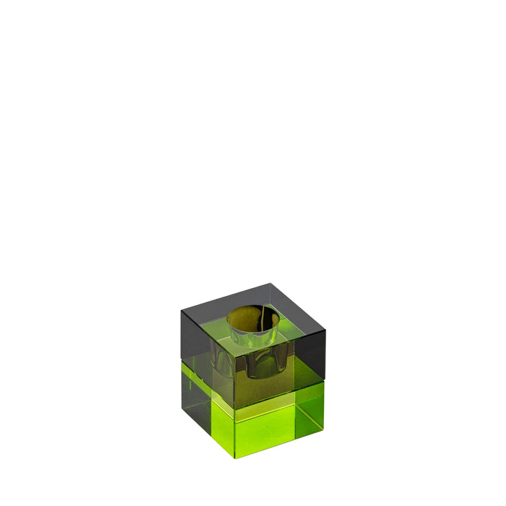 Teelichthalter Cube Acryl gelb-grün