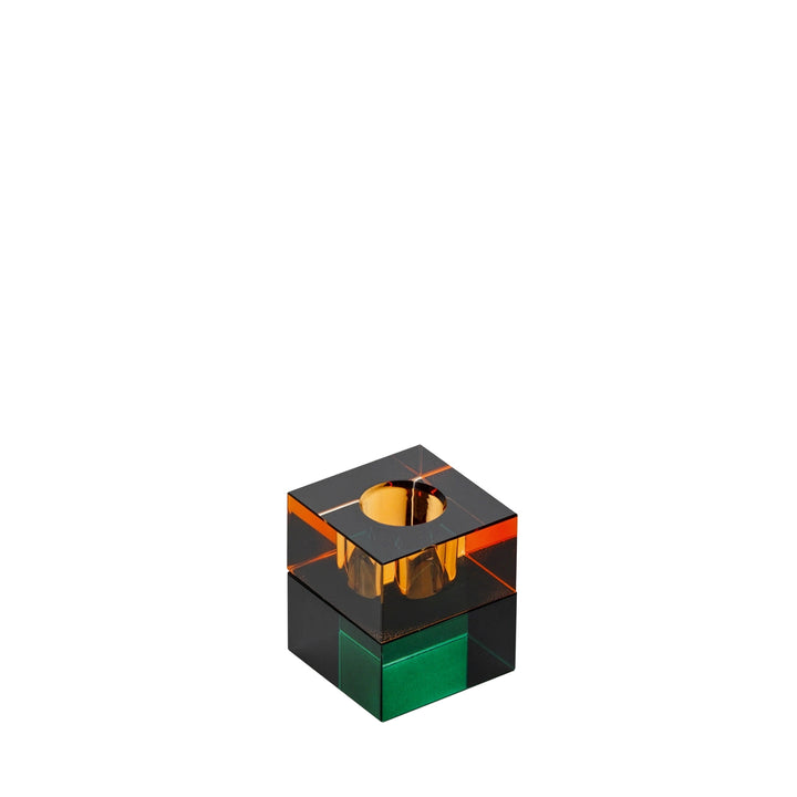 Teelichthalter Cube Acryl orange-grün
