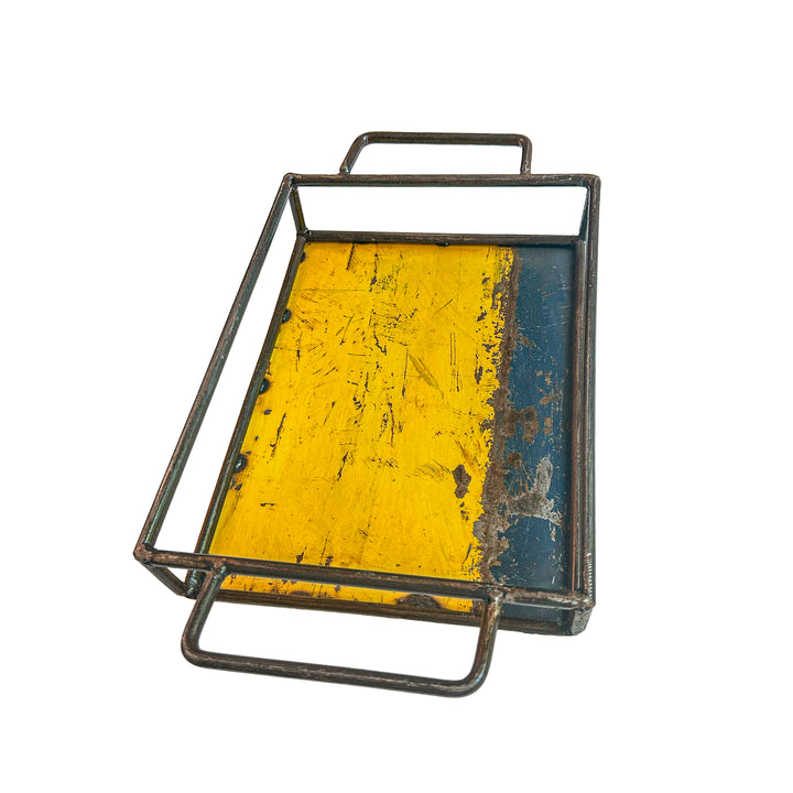 Kleines Tablett - Upcycled - Gelb/ Blau - 2605