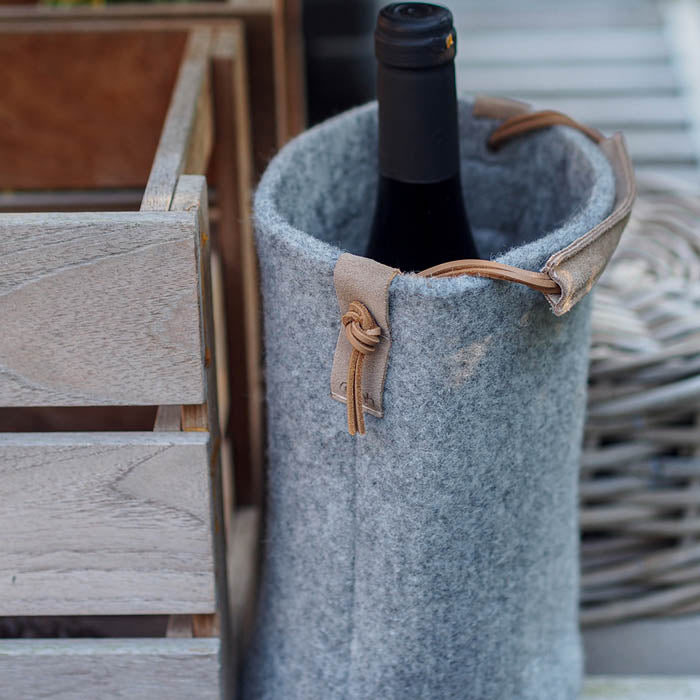 Weinkühler aus wiederverwerteter Wolle - Grau