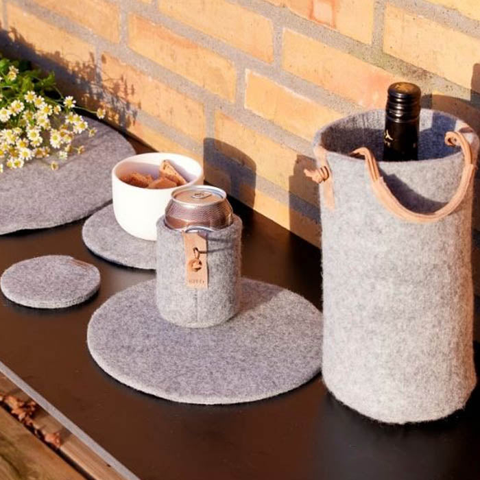 Weinkühler aus wiederverwerteter Wolle - Grau