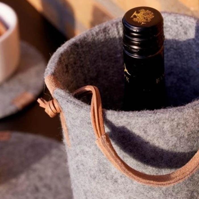 Weinkühler aus wiederverwerteter Wolle - Grau