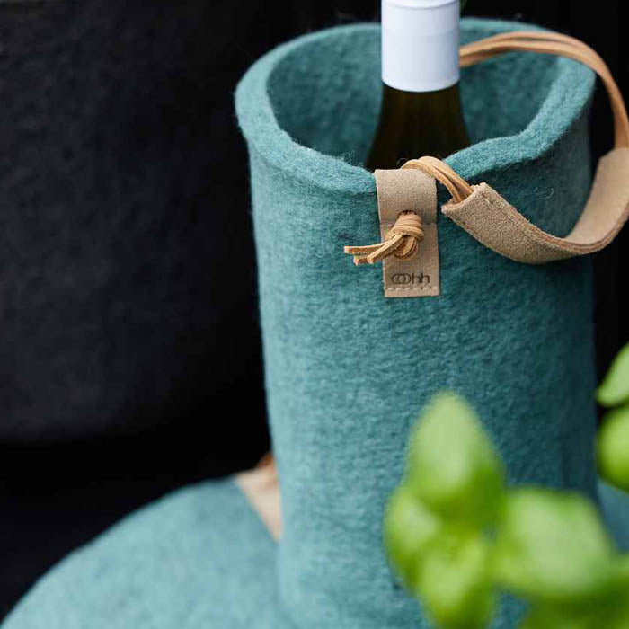 Weinkühler aus wiederverwerteter Wolle - Grün