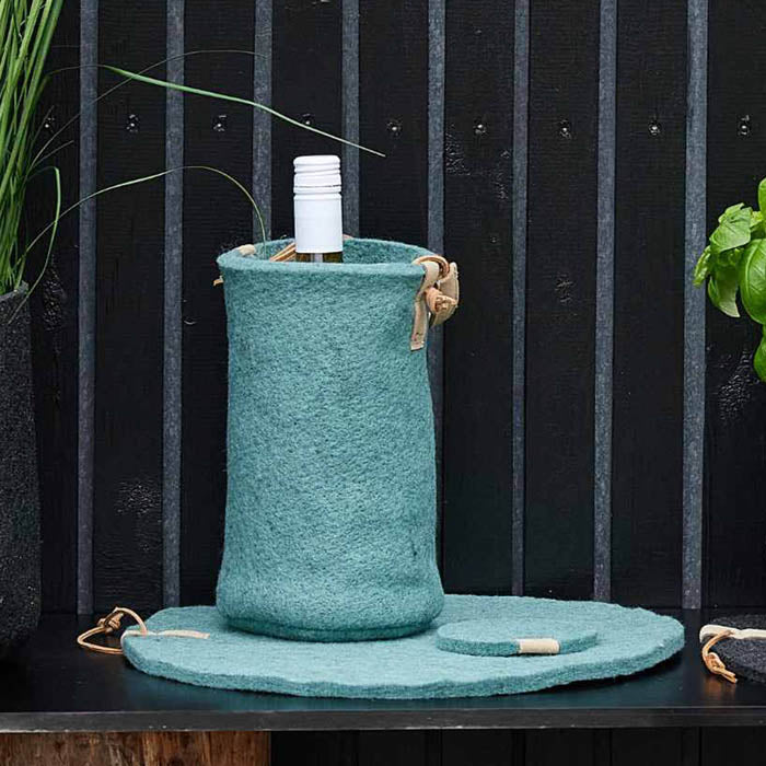 Weinkühler aus wiederverwerteter Wolle - Grün